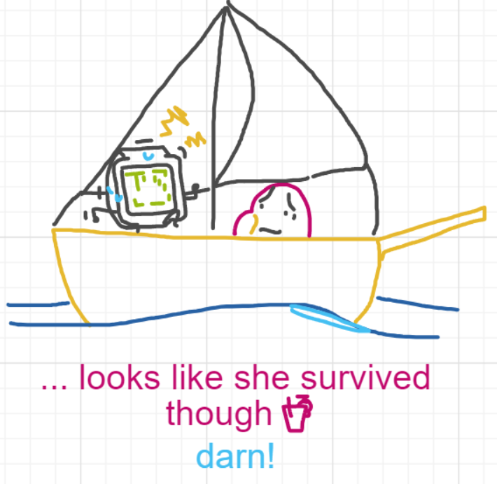 A panel from Ready Oar Knot, episode three of the Board Boards object show by Furretwalk/WalkingFurret.